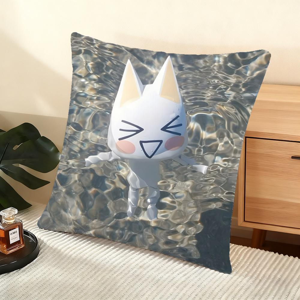 Cushion Cover Silky Short Plush Home Sofa Cushion Cover - Invisible Zipper Home Decoration Hot Movie Toro Cute Cat