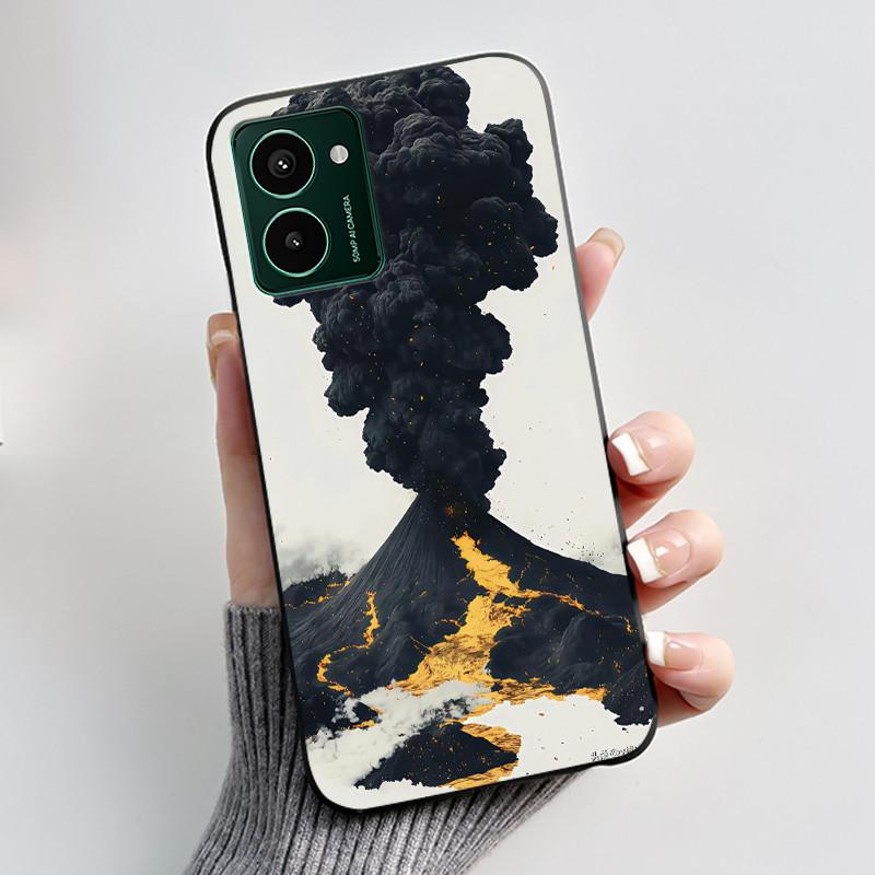 Custodia Nera Per Nokia HMD Pulse Pro/ HMD Pulse/HMD Pulse Plus Antigraffio Morbida Gelatina Custodia Gatto Nero Su Nuvole Rosa