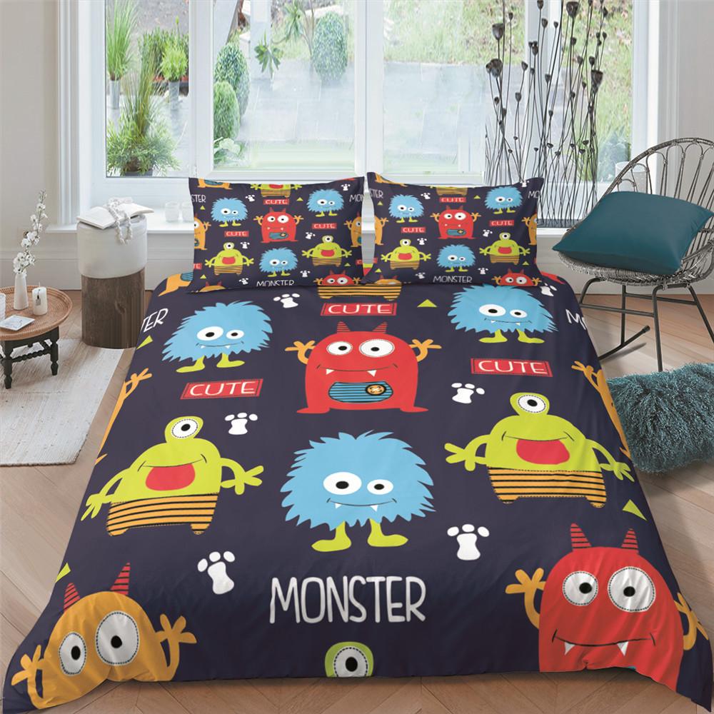 Monster Car King Queen Duvet Cover Cartoon Bedding Set For Boys Lovely Toy Truck Comforter Cover 2/3pcs Polyester Quilt Cover