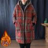 Giacca di Cotone a Righe Autunno Inverno Donna Caldo Peluche Ispessito Cappotto con Cappuccio Moda Largo Femminile Casual Soprabito Lungo