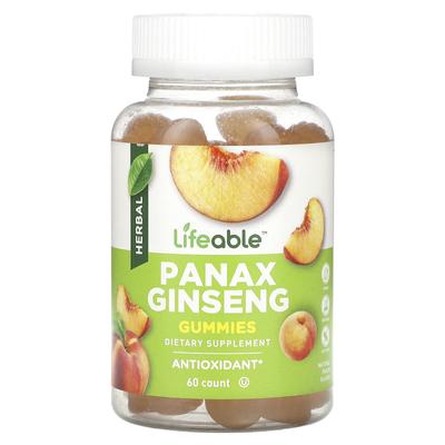 Panex Ginseng-Gummibärchen, natürlicher Pfirsich, 60 Gummibärchen
