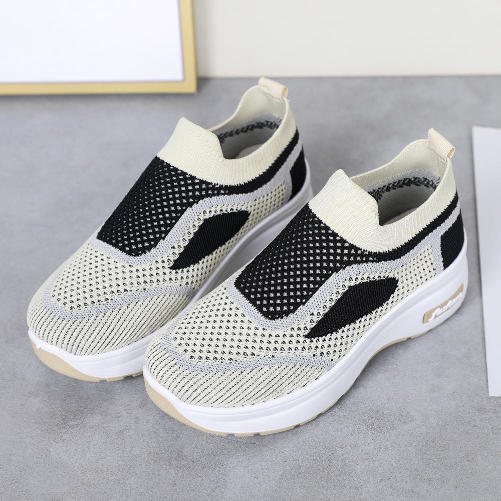 24-Year-old New Mesh Breathable Casual Shoes Heightened Thick-soled Non-slip and Wear-resistant Elderly Walking Shoes One-pedal Mother Shoes