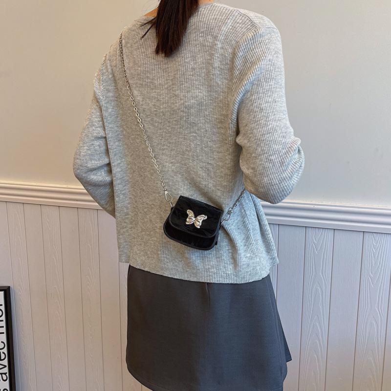 2025 Spring and Summer New Women's Mouth Red Envelope Personality Trendy Fresh and Sweet Bow Chain Mini Messenger Shoulder Bag Bag