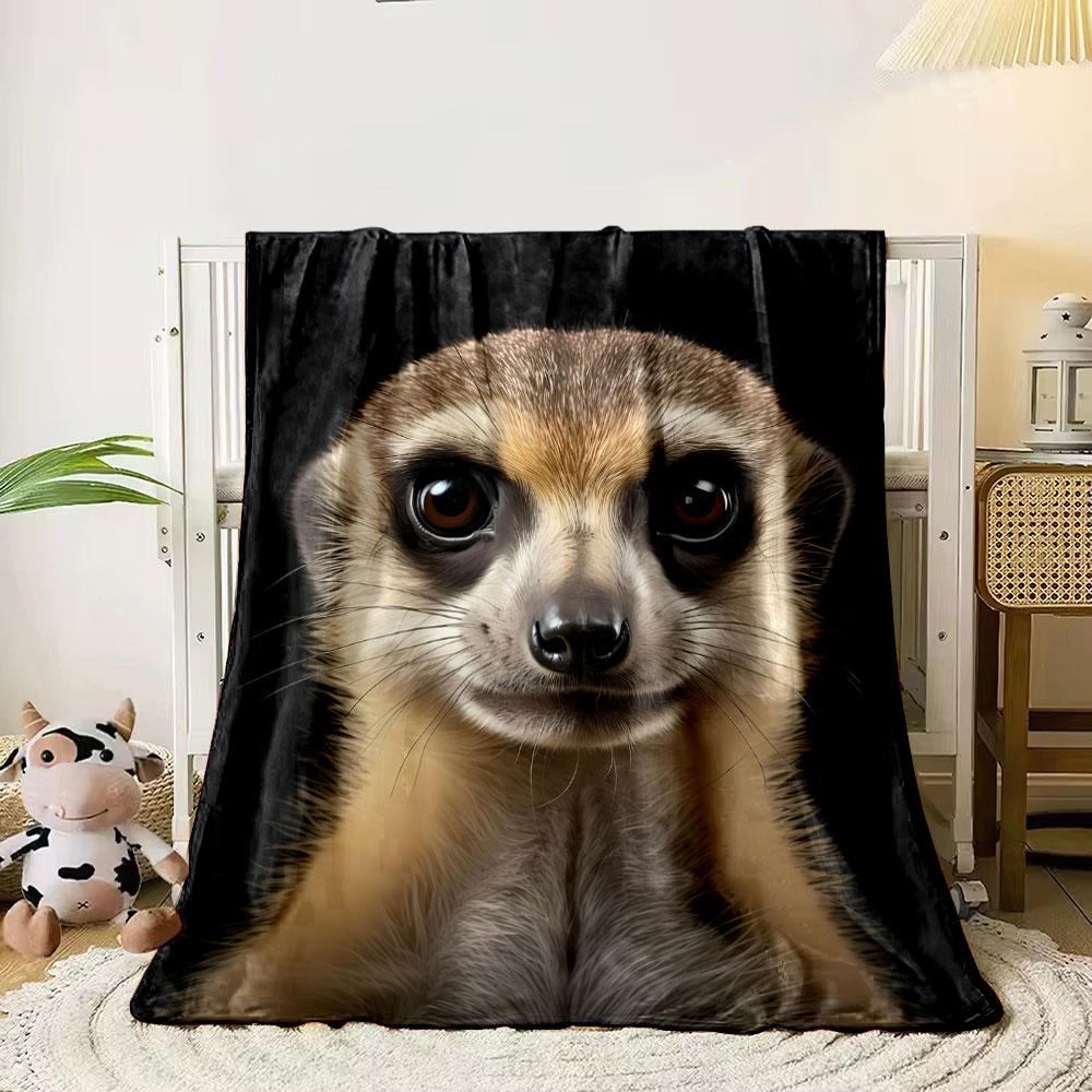 Süßes Erdmännchen Porträt Decke Schlafzimmer Decke für Wohnzimmer Sofa Mittagspause Weicher Überwurf für Freundes Festival Geschenk