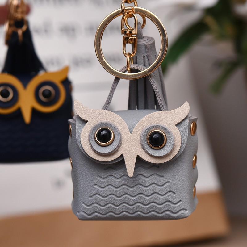 Trendy Leather Owl Coin Purse & Keychain - Cute Bag Charm & Couple's Pendant