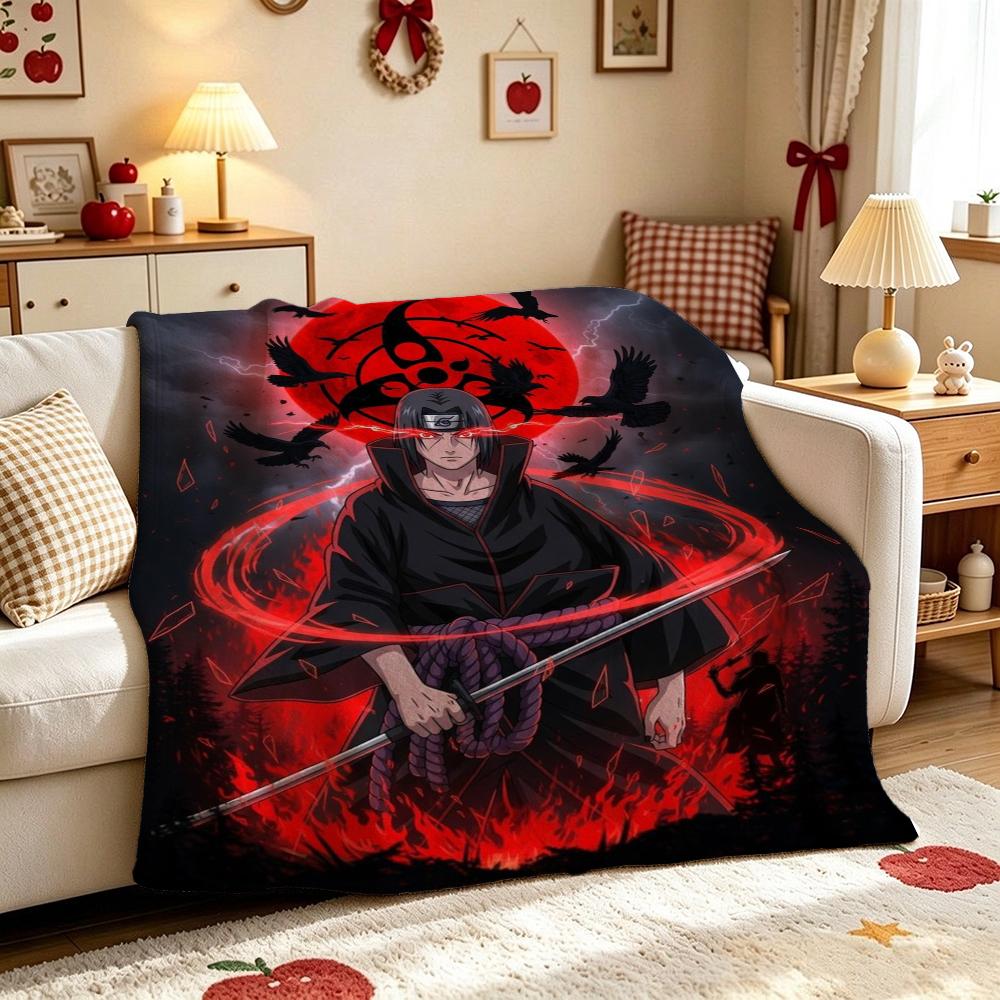 Itachi'S Moon Night Cartoon Flannel Blanket Warm Comfortable Fleece Blanket For Living Room Bedroom Recliner Lightweight Home Decor Gift For Friends