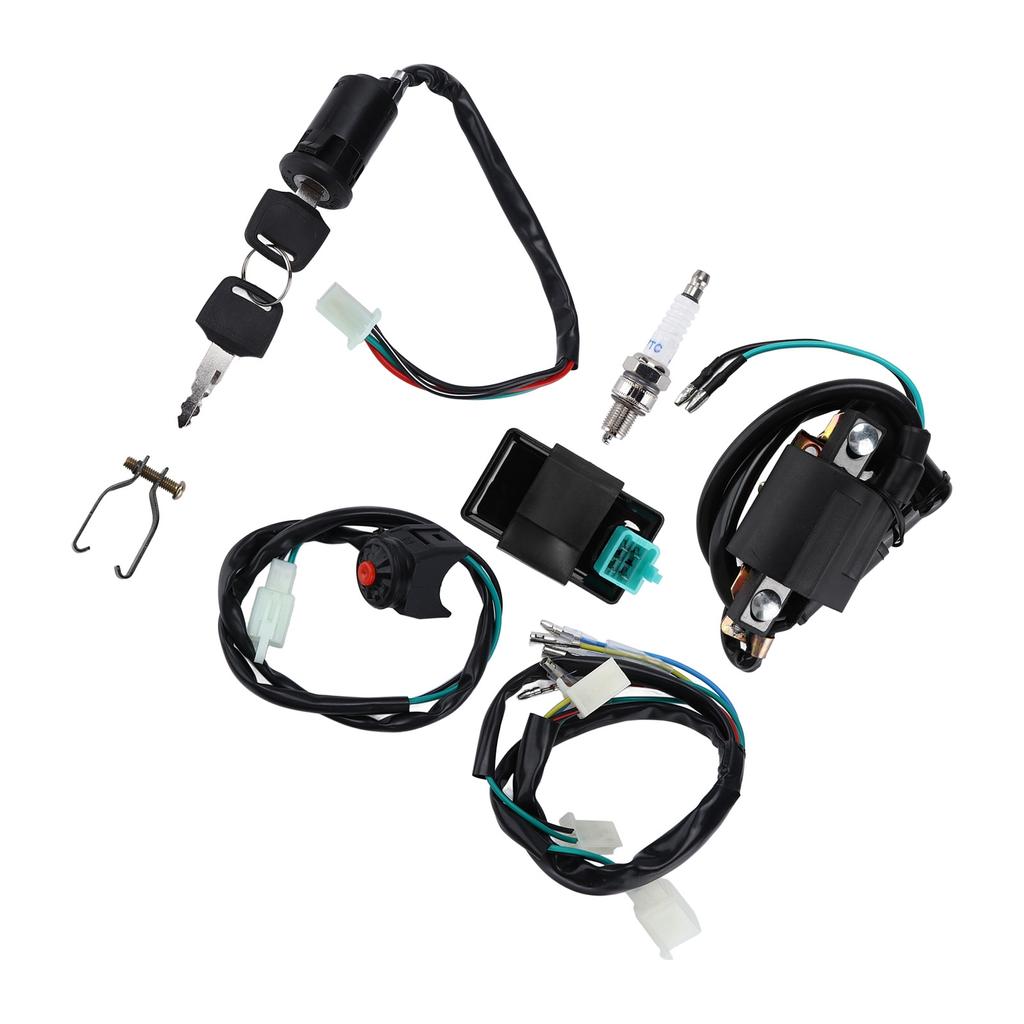 Kill Switch Ignition Coil CDI Spark Plug Wiring Harness Kit for Kick Start Dirt Pit Bike ATV 50CC