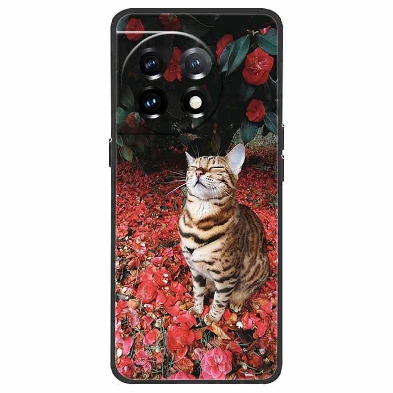 For OnePlus 11 5G Case One Plus 11R Flower Marble Black Bumper Soft TPU Silicone Cover for OnePlus 11 / 11R 5G Phone Cases Capas