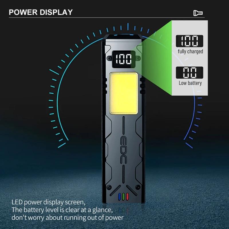 Super Bright Flashlight USB Rechargeable LED+COB Floodlight Magnetic Back Clip Portable Workamp LED Flashlight