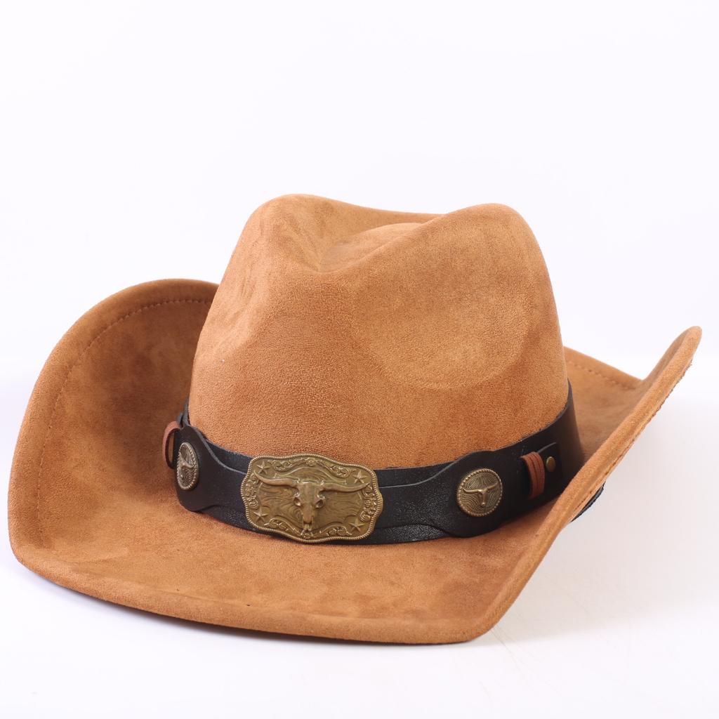 Popular European and American Classic Suede Western Cowboy Hat, Men's and Women's Fashion Big-brimmed Top Hat Shade