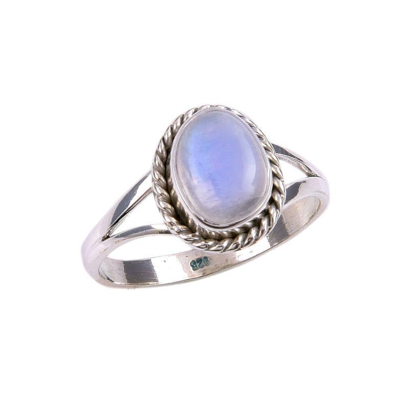 Natural Rainbow Moonstone Gemstone Handmade 925 Solid Silver Gift Ring S.9 Q2e33