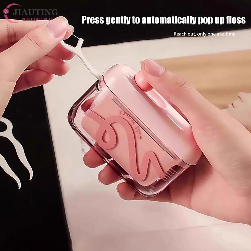 Portable Carry-on Dental Floss Dispenser Containing Floss Dental Floss Storage Box Auto Refillable Oral Hygiene Care Floss Pick