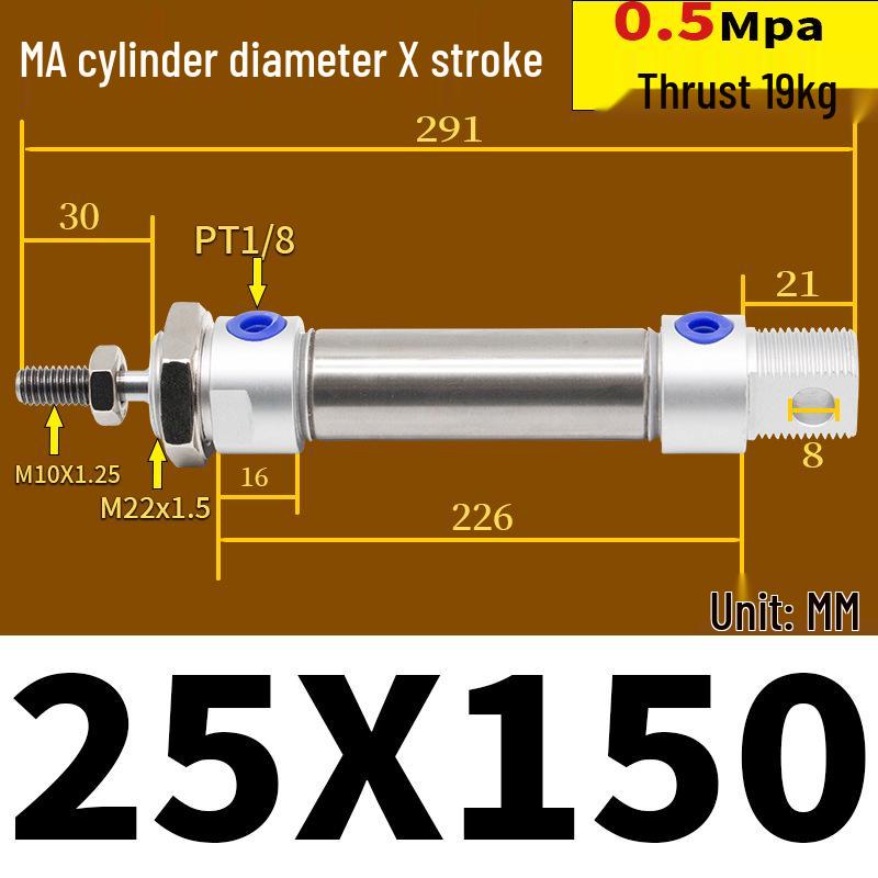 Corrosion Resistant Stainless Steel Pneumatic Cylinder 16-40mm/50-150mm