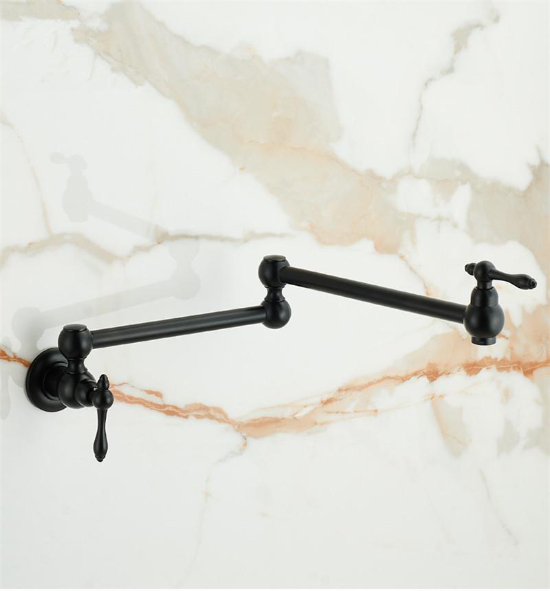 Złoty kran do napełniania garnków, montowany na ścianie, składany, antyczny kran kuchenny, pojedynczy zimny kran do zlewu, obrotowa składana wylewka, szczotkowany złoty mosiądz