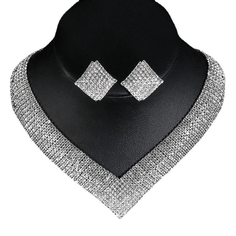 Bridal Elegant Sparkling Rhinestone Luxury Earrings Earrings Necklace Bracelet Set