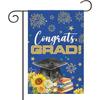 Congrats Grad Garden Flag Blue Sunflower Diploma Cap Flag Double Sided Graduation for Outside Garden Yard Lawn House Decorative