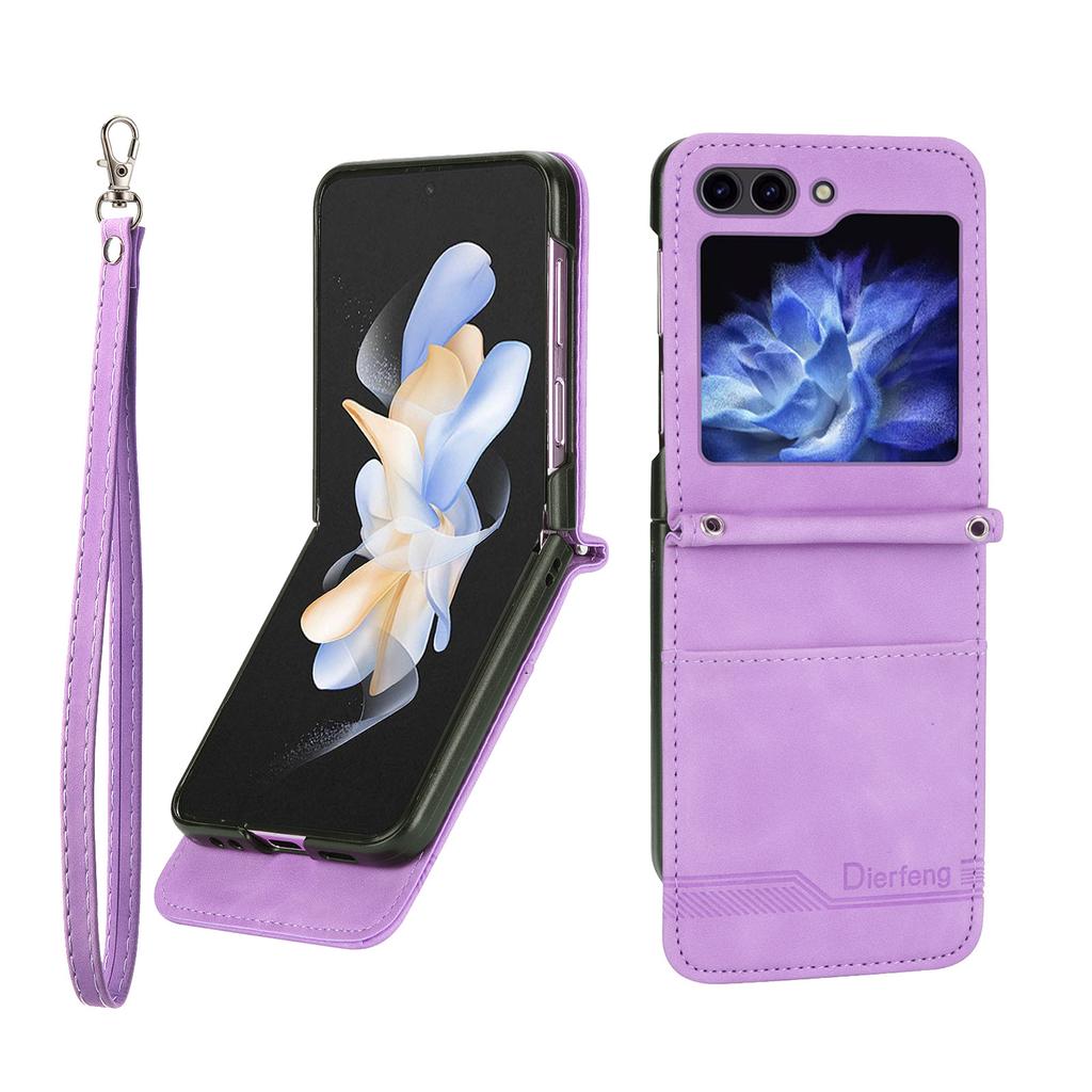Hinge Protection Phone Case for Samsung Galaxy Z Flip 7 6 5 4 3 5G Flip7 FE Hand Strap Wallet Cards Holder Leather Cover