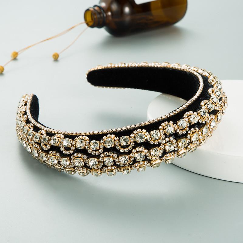 Sponge Headband Fashion Beautiful Rhinestone-Encrusted Ball Hair Palace Style Accessories Velvet Fabric Ladies