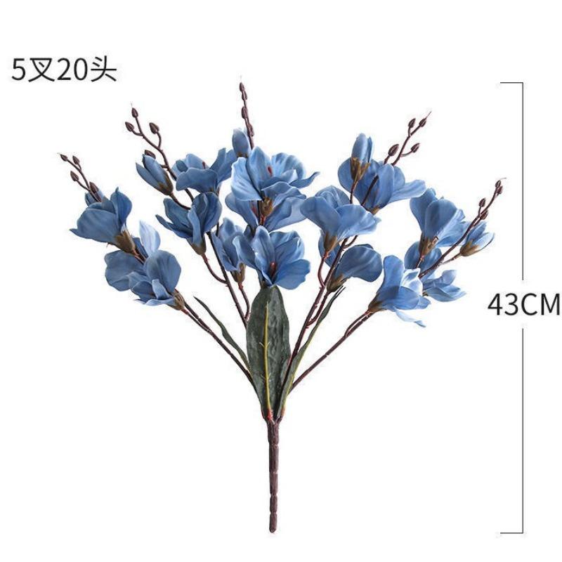 A Single 5-pronged 20-head Artificial Magnolia Flower Home Decoration Piece, Plastic Artificial Flower Shooting Prop