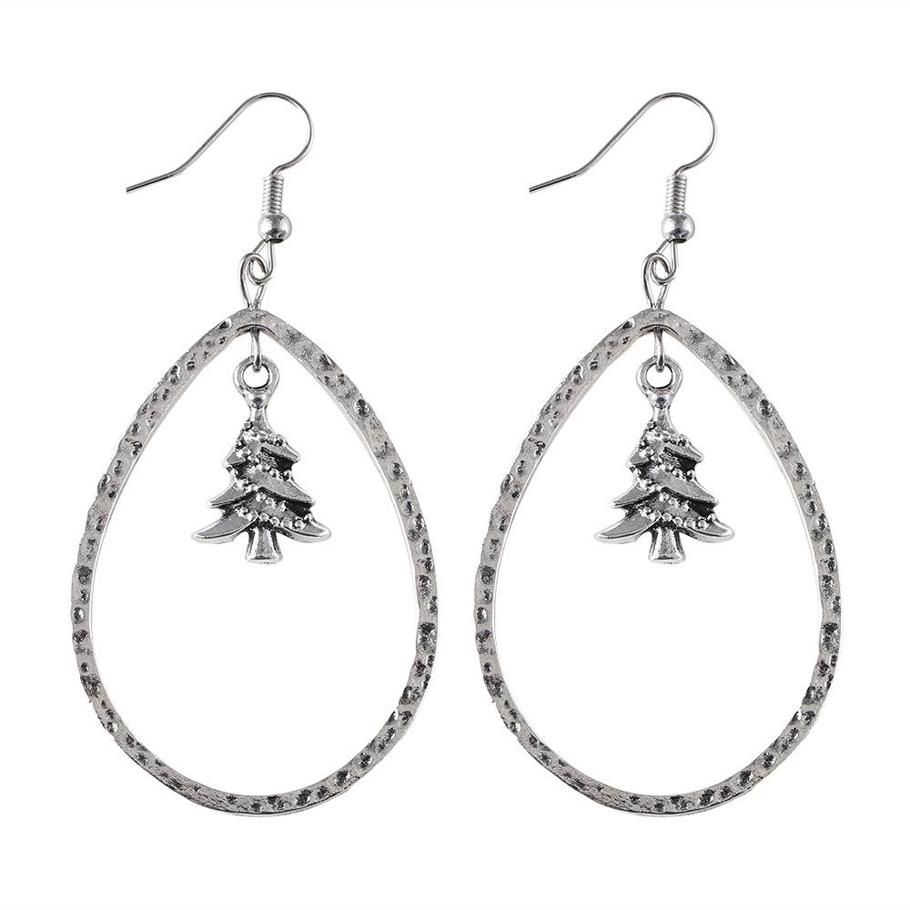Retro Christmas Tree Hollow Water Drop Earrings - Fashionable High-End Women's Gift