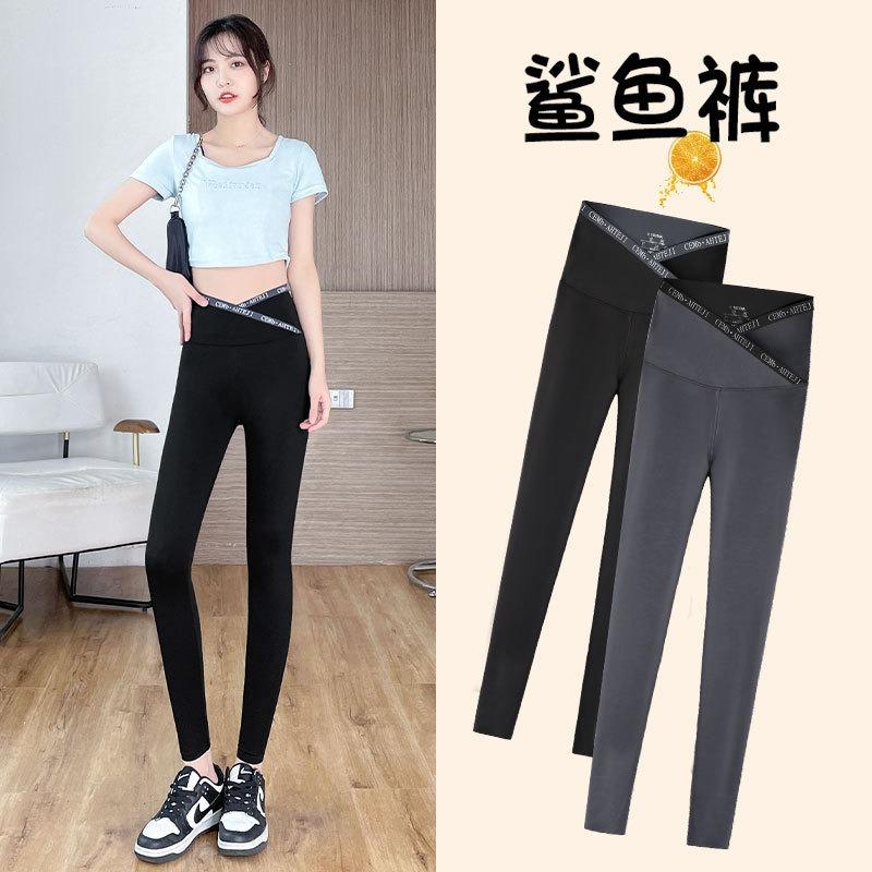 Skinny pants Cross shark pants Leggings Women wear high waist slim tight yoga pants Skinny legs hip pants