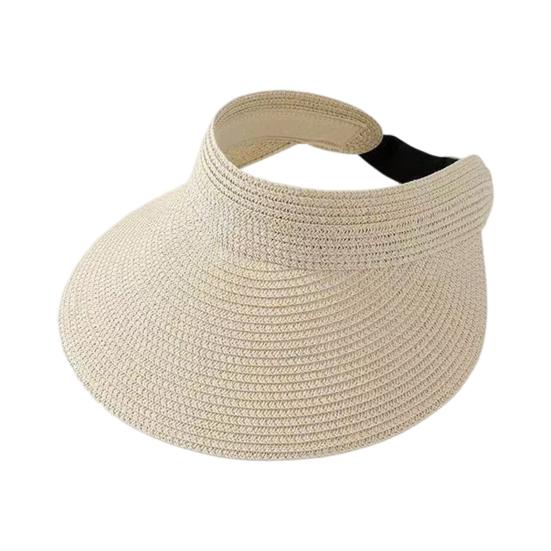 Summer Foldable Sun Hat, Adjustable Elastic Buckle Braided Straw Hat, Portable Foldable Beach Travel Hat for Women