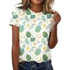 Women's Fashionable Casual Short-Sleeved Raglan Sleeve Easter Print T-Shirt Top