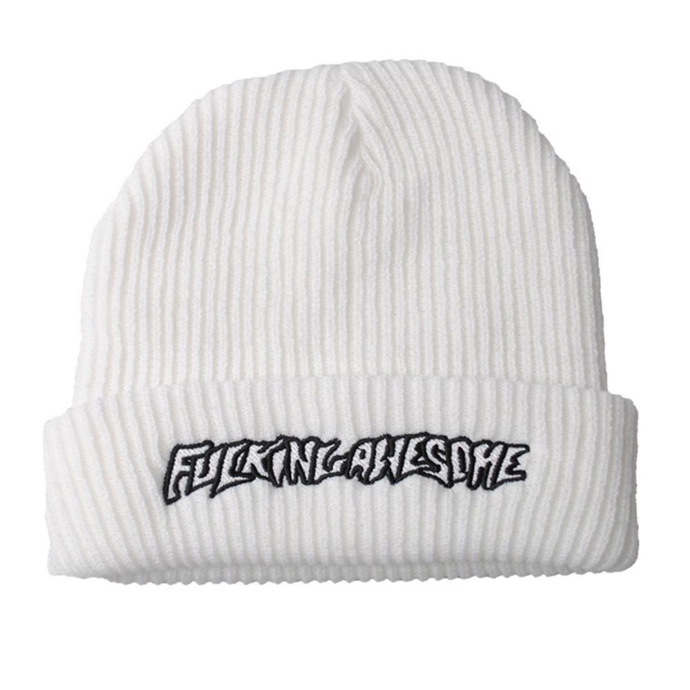 

Embroidery Hip Hop Matching Women Skullies Hat Knitting Beanie Fashion Design Korean Style Hat white-Awesome