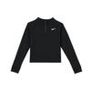 Victory Solid Color Stand Collar Half Zip Quick Dry Long Sleeve T-Shirt Women Tops Black CV4698-010