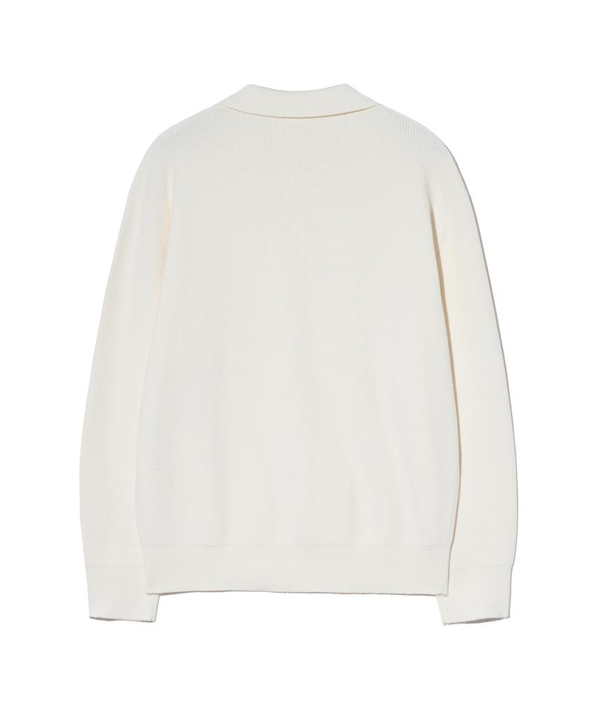 IRONYPORNO WHITELINE 86-Iroj367 Collar Placket Long Sleeve Knit Ivory