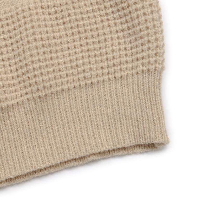 Europe 2026 Autumn/Winter Women's Knitwear: Simple Commuting Style, Solid Color, Half-Zip, Lapel, Patchwork Sweater