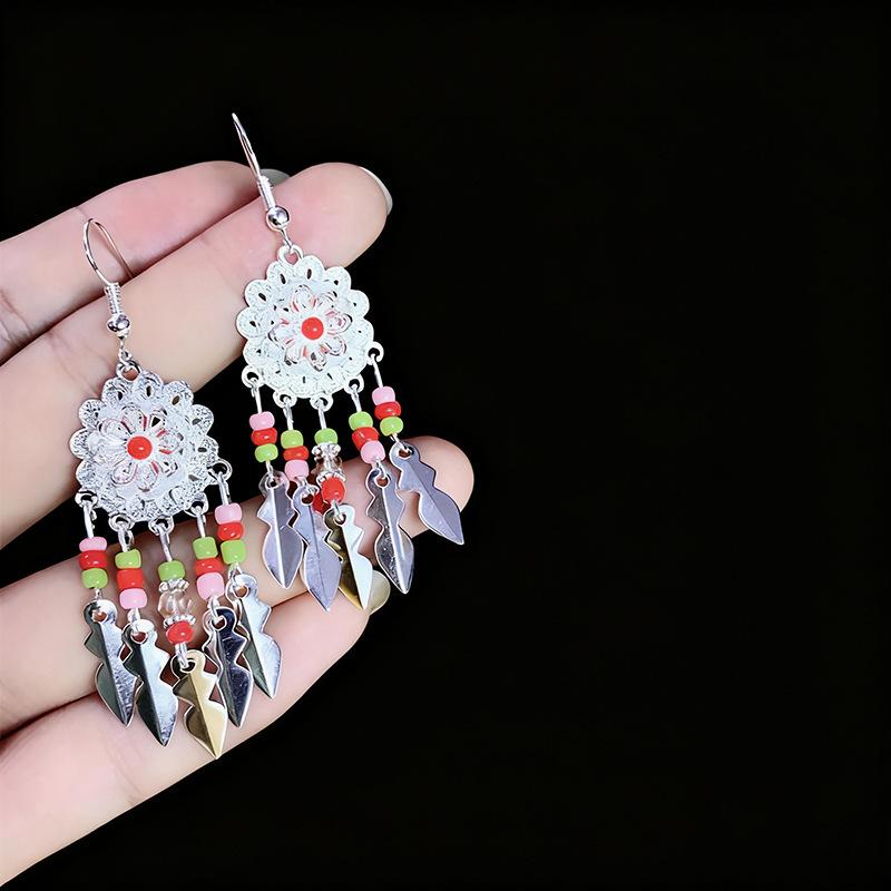 Ethnic style earrings Alloy silver-plated Miao ethnic minority Dong Yi earrings Earrings
