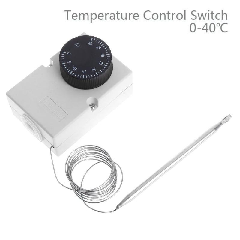 AC220V 0-40℃ Temperature Switch Capillary Thermostat Controller W Waterproof Box A0KF