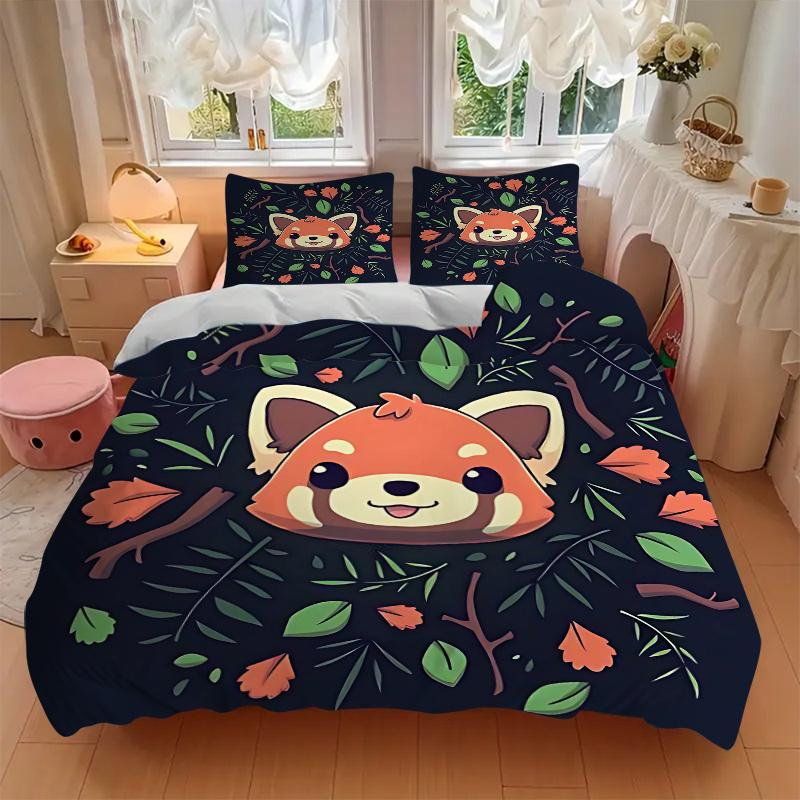 3pcs Cute Animals Printed Bedding Set, Soft and Comfortable Quilt Cover for Bedroom, Guest Room (1 Duvet Cover + 2 Pillowcases, Pillow Core