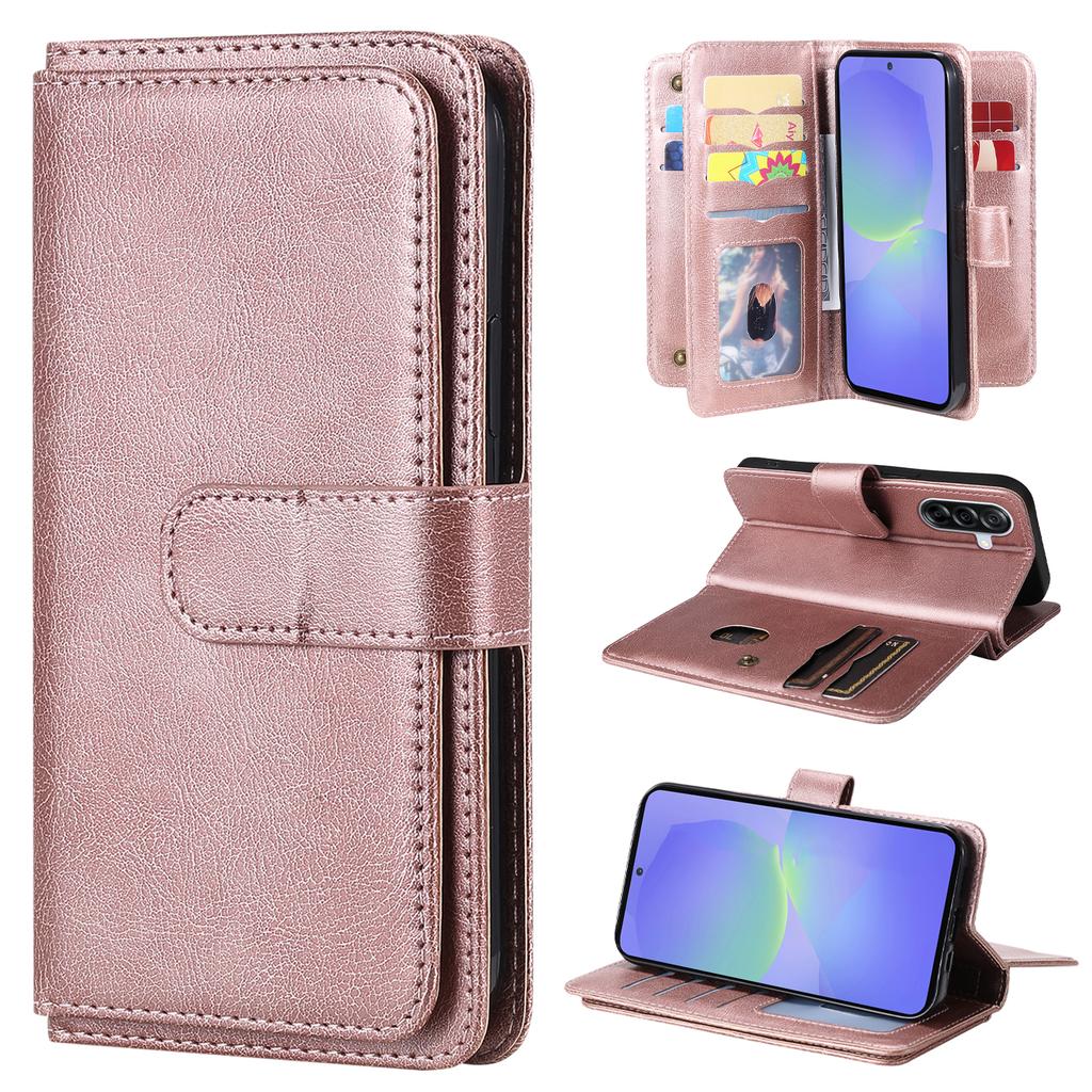 For Samsung Galaxy A56 5G/M56 5G Leather Case with 10 Card Holder Phone Cover Stand