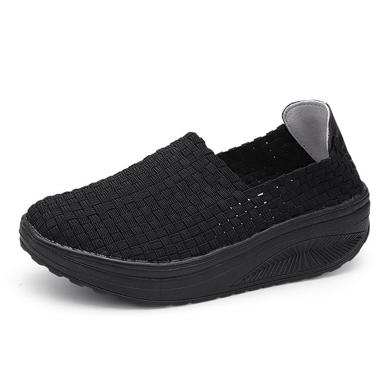 Sommerhöhe zunehmende Zopf-Strand-faule Schuhe Frauen-beiläufige Webart-weiche Beleg-auf Plattform-Loafer mit dicker Sohle