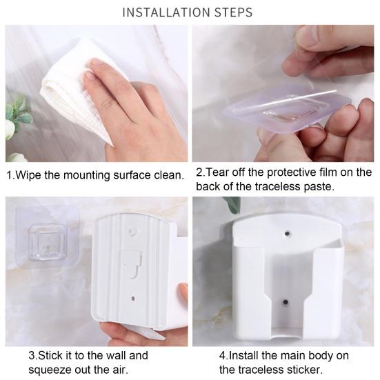 Storage Box Punch-free Bottom Charging Mouth Plastic Self-adhesive Wall-mounted Remote Control Bracket
