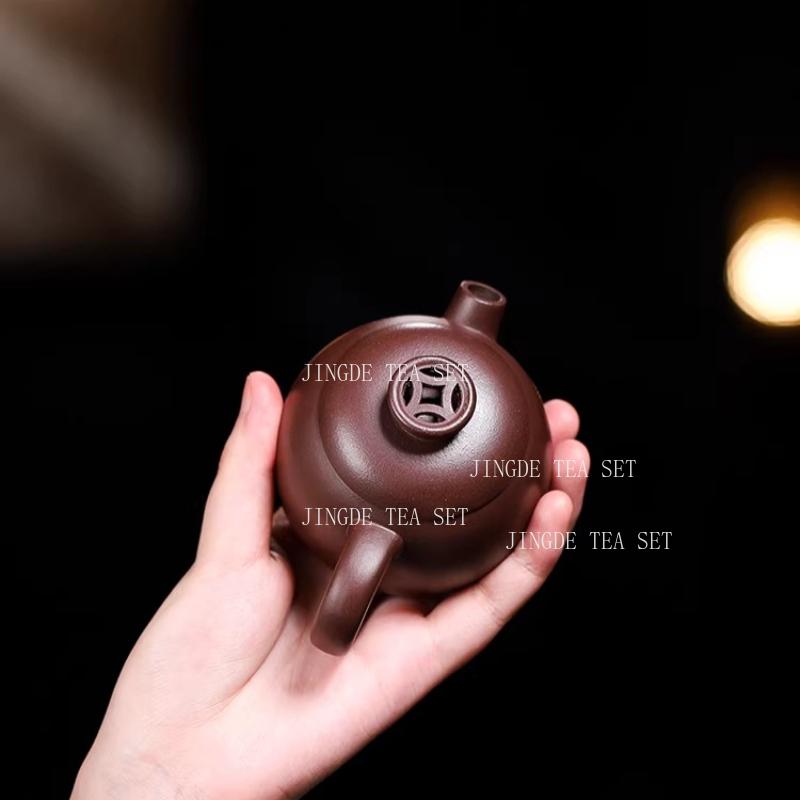150ml Hollow Out Purple Clay Teapot Chinese Small Capacity Jasmine Tea Teapot Household Circular Teapot Chinese Tea Set Teaware