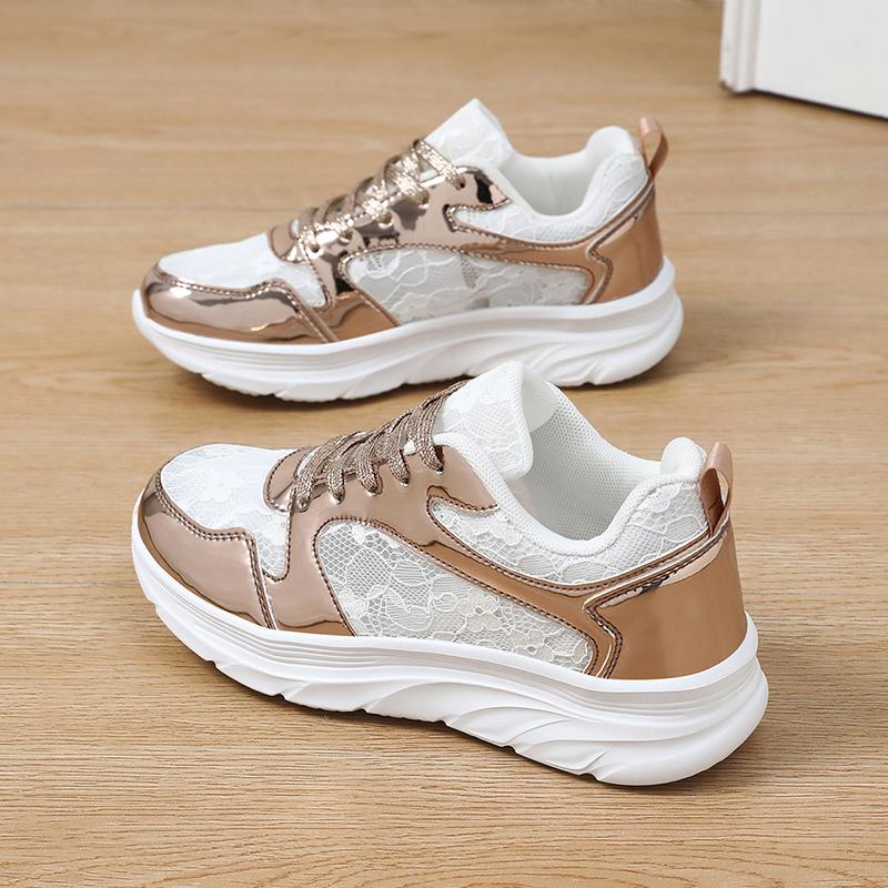 TUINANLE Women's Fashion Shoes: Shimmering Silver Styles, Dazzling Sneakers, and Trendy Casual Lace-up Sneakers