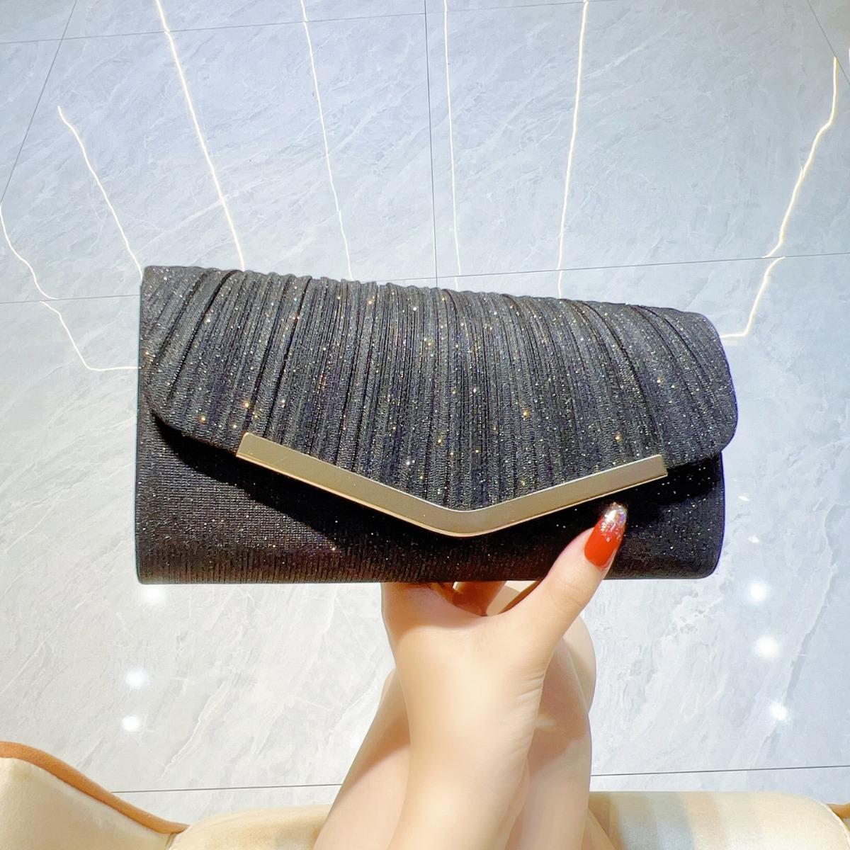 

Плиссированная сумка для платья Сумка-клатч для ужина Сумка для вечеринки Сумка через плечо Сумка для банкета Сумка-цепочка чёрный