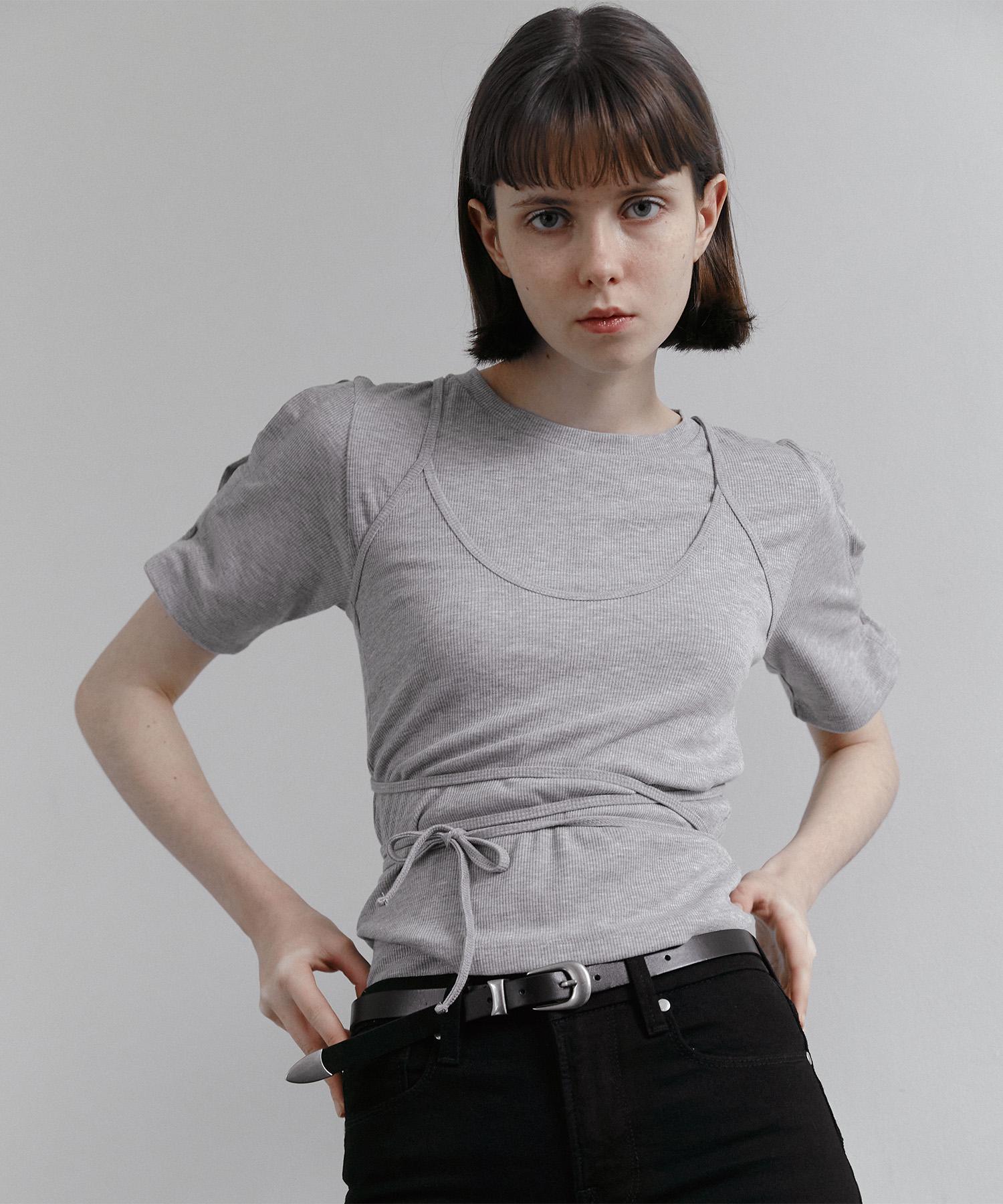 Mario Strap Ribbed Bustier (Melange Grey) Melange Gray