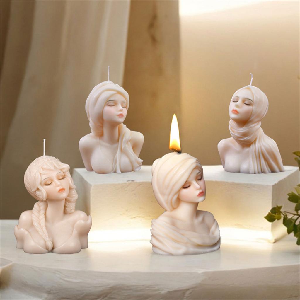 Silicone Moulds Girl Portrait Candle Molds Handmade Ornament Molds Epoxy Resin Molds Plasters Molds for Candle Making