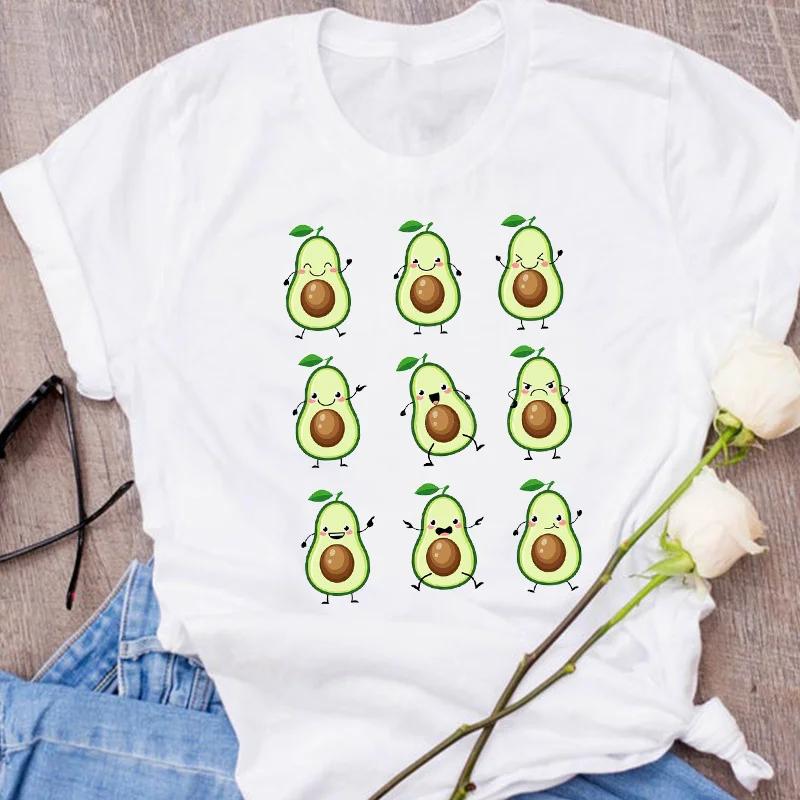 Women Graphic Avocado Cat Printing Cartoon Fruit Clothes Floral Lady Clothing Female Tees Print Tops T Shirt Womens T-Shirt