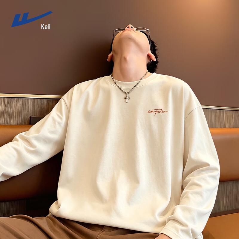 Warrior Men's Long-Sleeve Casual Printed Crew-Neck T-Shirt