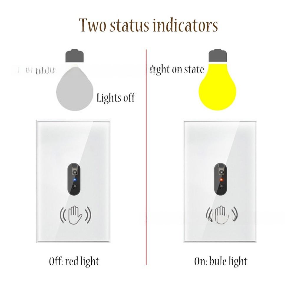 Touchless Infrared Wall Switch Non Contact Hygienic Tempered Glass AC 100 240V 50 60Hz 10A Dual Status Lights L N Wiring