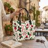Christmas Elf Print Canvas Tote Bag Large Portable Casual Shoulder Bag for Holiday Shopping