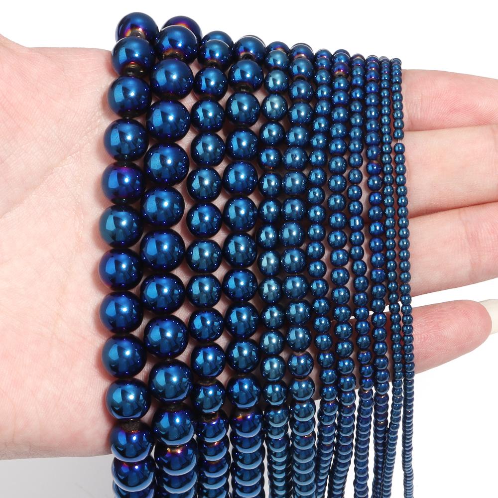 Apx 38-190pcs/Strand Round Hematite Beads Natural Stone Beads Loose Beads For Jewelry Making Diy Bracelet Accessories