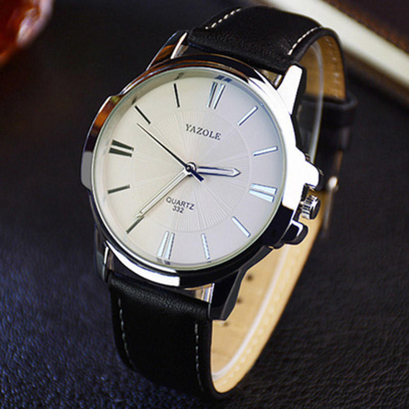 YAZOLE Mens Watches Top Brand Luxury Blue Glass Watch Men Wristwatch Waterproof Leather Roman Men s Watch Male Clock relojes черный белый