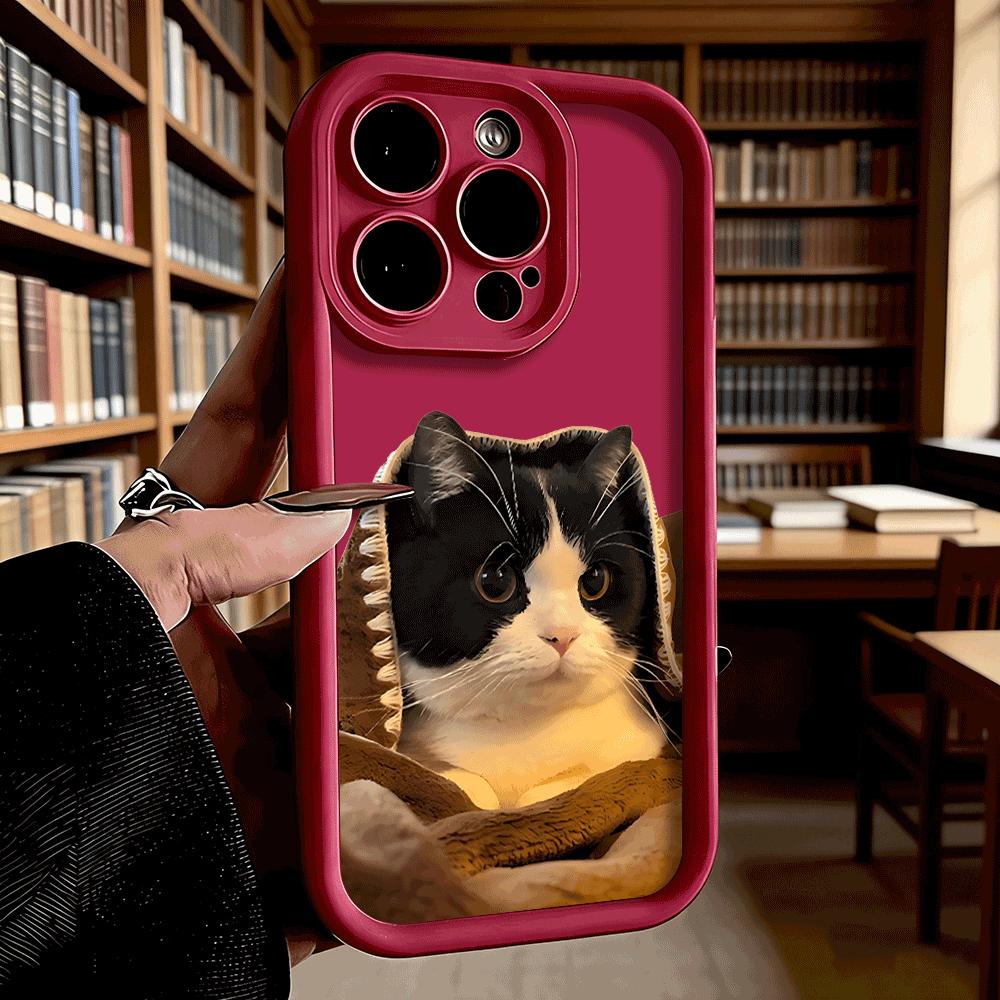 Tuxedo Cat In Brown Blanket Soft TPU Phone Case for iPhone 17 16 15 14 13 12 11 Pro Max Plus Shockproof Anti-Slip Cover