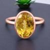 5.45 Carat Oval Cut Natural Yellow Sapphire 14K Yellow Gold Handmade Ring